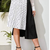 Plus Size Hi-Lo Hem Polka Dot Pleated Chiffon woman Skirt
