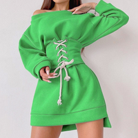 Women's Solid Color with Waist Long Sleeve Skirt