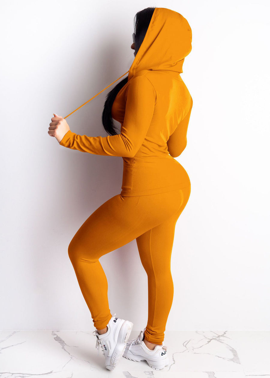 Casual Solid Color Hooded Two-piece Womenâ€?S Tracksuit