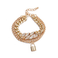 Alloy Jewelry Personalized Multi-layered Lock Pendants Women Bracelet
