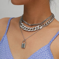 Multi-layer Necklace Alloy Jewelry Fashion Simple Cuba Chain Necklace