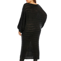 Plus Woman Size Woman Batwing Sleeve Self Tie Cutout Knitting Dress