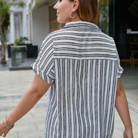 Plus Woman Size Woman Batwing Sleeve Stripe Shirt