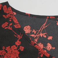 Plus Woman Size Woman V-Neck Floral Print Ruffled Blouse