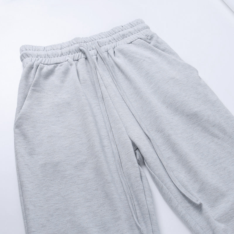 Women‘s Pants Lace-up Solid Color Pleated Sweatpants