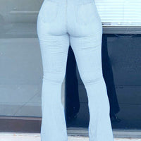 High Rise Tie-Cuff Slim Plus Size Woman Jeans