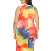 Plus Woman Size Woman Tie-Dye Bodycon Tank Dress