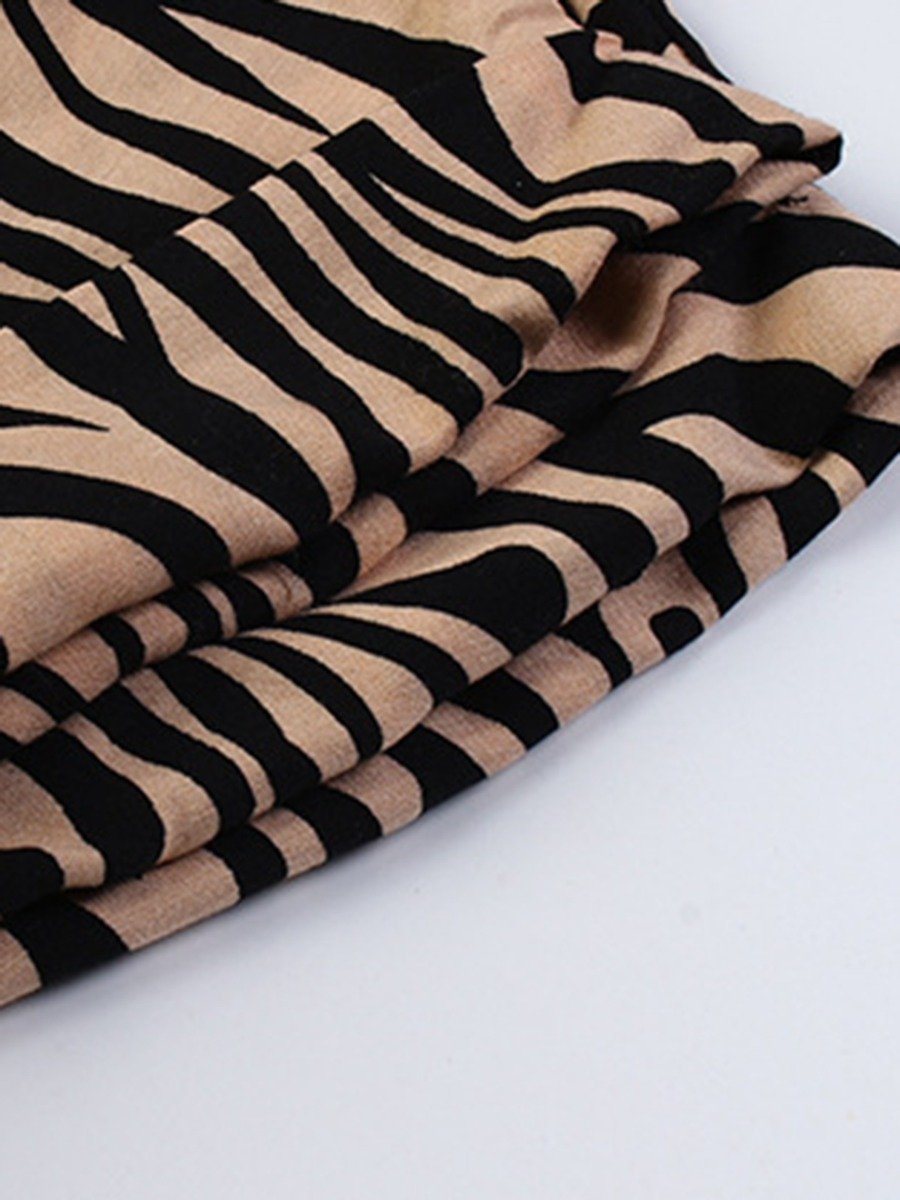 Plus Woman Size Woman Zebra Stripe Pattern Shirt Dress
