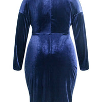 Plus Woman Size Woman V-Neck Velvet Dress