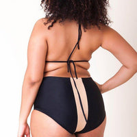 Plus Woman Size Woman Color-Block Halter Bra &Amp; Shorts Swimsuit
