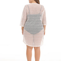 Plus Woman Size Woman Tie-Neck Cutout Crochet Cover-Up