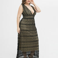 Plus Size Deep V-neck Lace Tank woman Dress