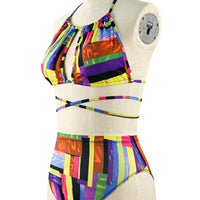 Plus Size Colorblock Stripe woman Swimsuit