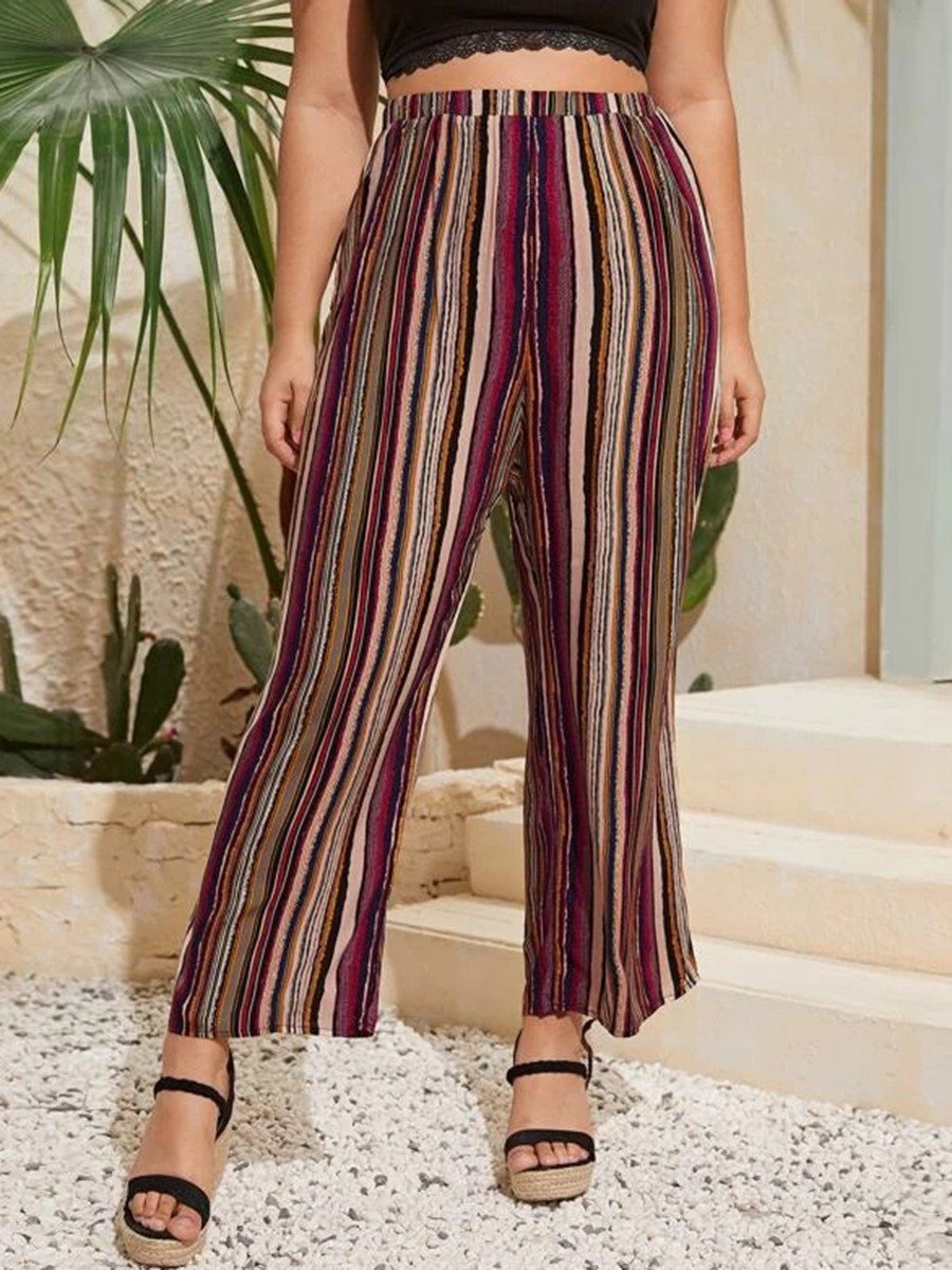 Plus Size woman Colorful Stripe Trousers