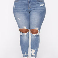 Plus Size Raw Trim Ripped Skinny woman Jeans