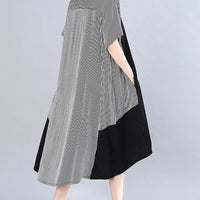 Plus Size Hi-low Hem Stripe Panel Smock woman Dress