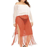 Plus Size Fringe Trim Cutout Cover-up woman Skirt