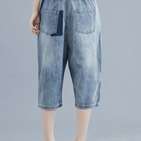 Elastic Waist Patched Paperbag Crop woman Jeans