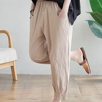 plus Hight Waist Soild Linen Oversized woman Pants