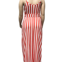 Plus Size Belted Stripe Maxi Women Dress
