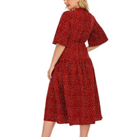 Plus Size Single-breasted Polka Dots Frill woman Dress