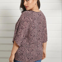 Plus Size V-Neck Leopard Print Knotted Blouses For Women