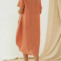 Plus Size Solid Color Pocket Design Smock Long Fashion Women  Dress