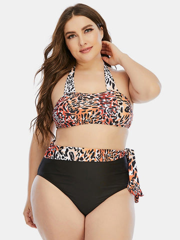 Plus Size Leopard Print Tank women Swimwear
