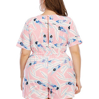 Womens Plus Size Floral Print Elastic Waist Pajamas Sets