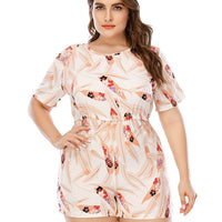 Womens Plus Size Floral Print Elastic Waist Pajamas Sets