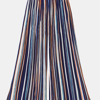 Plus Size Colorblock Stripe Pleated wide leg pants