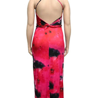 Plus Size Crisscross Backless Tie Dye Suspend Maxi Dress for women