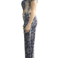 Snake Skin Print Top Pants Plus Size woman Set
