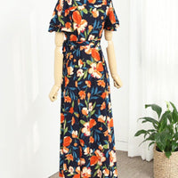 Plus Size Layered ruffled sleeve lace floral woman long dress