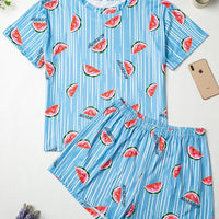 Plus Size Letter Print Striped woman Pajamas Set