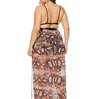 Irregular Hem Tie-Up Waist Snake Skin Print Light Wrap Chubby Women Clothing Skirt