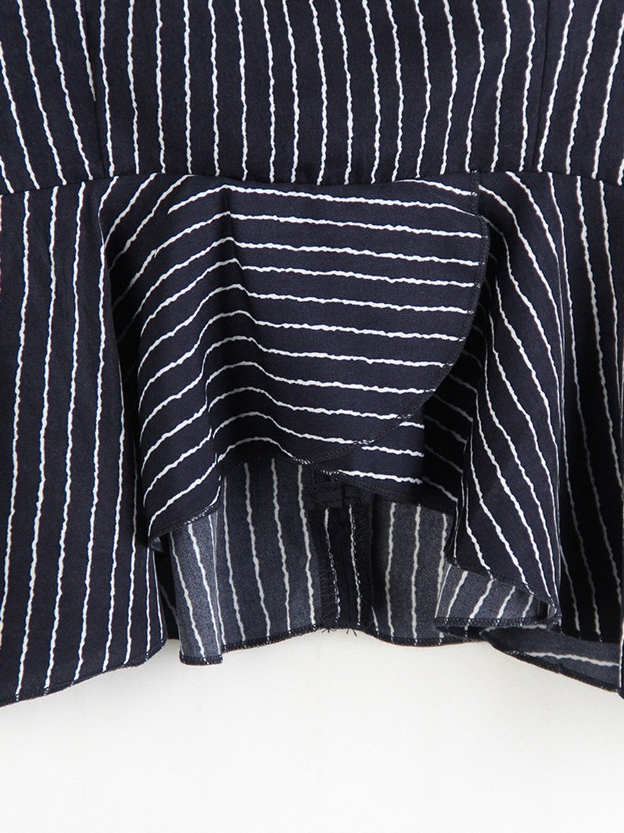 Hi-Lo Ruffled Hem Striped Print Tank Top Clothes For Large Women In Bulk