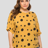Plus Size Polka Dot Print Half Sleeve T-Shirt Wholesale Clothing Vendors