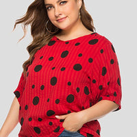 Plus Size Polka Dot Print Half Sleeve T-Shirt Wholesale Clothing Vendors