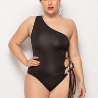 Large Size Clothing For Women Oblique Shoulder Lace Cutout One Piece Swimsuit Wholesale Shop