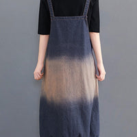 Plus Size Casual  clothing Colorblock Denim Lantern Loose Dress Wholesale Clothing