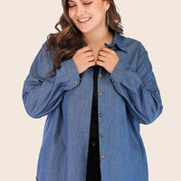 Plus Size Lapel?Collar Single-Button Denim Shirt Wholesale Wholesale Clothing Vendors