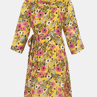 Female Plus Size V-Collor Floral Print Chiffon Drawstring Waist Lace-Up Dress Wholesale Suppliers