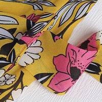 plus size womens V-Collor Floral Print Chiffon Drawstring Waist Lace-Up Dress Wholesale Suppliers