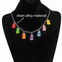Jewelry Resin Transparent Candy Color Cartoon Bear Necklace