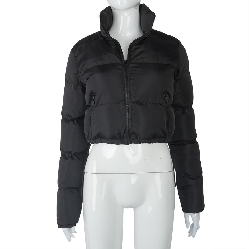 Women's Winter Coat Turndown Two Pockets Adjustable Cotton Jacket