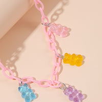 Resin Transparent Bear Necklace Acrylic Jewelry Adorable Sweater Chain