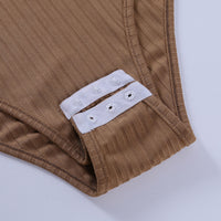 Square Neck Solid Color Slim Long-sleeved Women Bodysuit