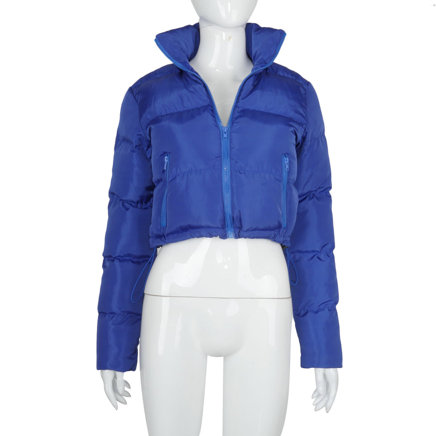 Women's Winter Coat Turndown Two Pockets Adjustable Cotton Jacket