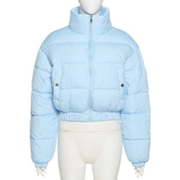 Women's Winter Warm Stand-up Collar Zipper Cotton Coat with  Pocket